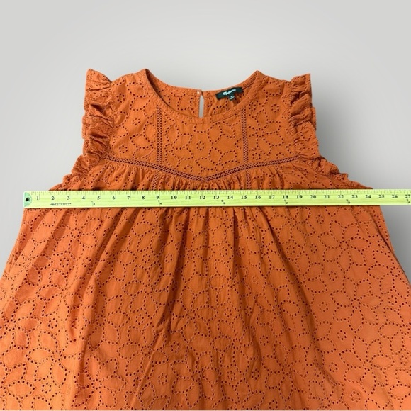 Madewell Plus Eyelet Ruffle-Sleeve Mini Dress Sz 2X Fresh Chili - Picture 7 of 9